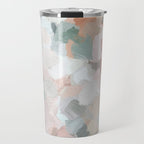 Minty Kisses - Blush Pink Mint Green Blue Coral Peach Abstract Flower Wall Art Springtime Painting Travel Mug Gallery Image 1