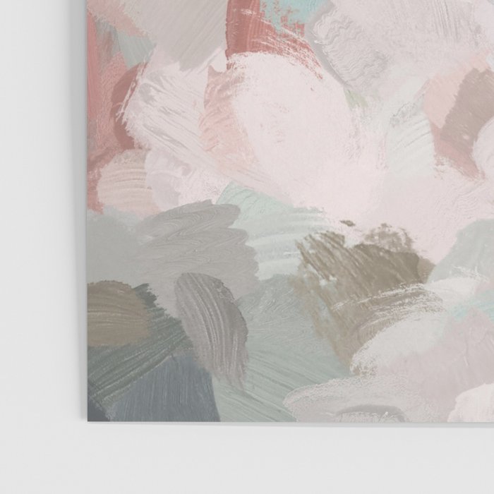 Minty Kisses - Blush Pink Mint Green Blue Coral Peach Abstract Flower Wall Art Springtime Painting Poster Gallery Image 3