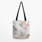Minty Kisses - Blush Pink Mint Green Blue Coral Peach Abstract Flower Wall Art Springtime Painting Tote Bag Gallery Image 2