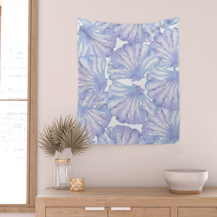 Shell Ya Later - Purple Seashell Pattern Wall Tapestry Gallery Image 2