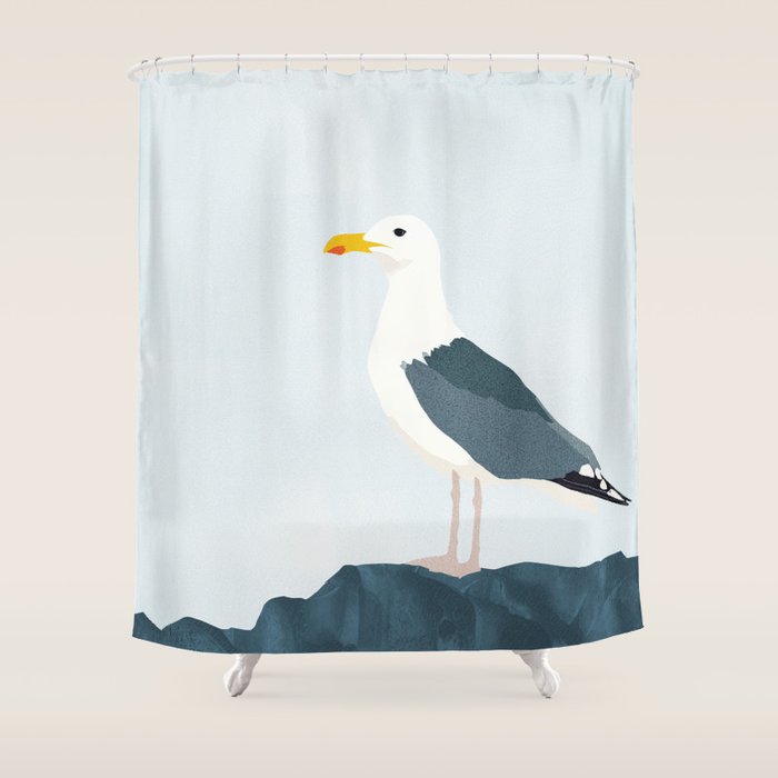 Seagull Minimalist Illustration Shower Curtain Gallery Image 1