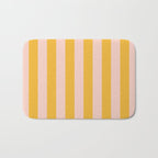 Simple Contemporary Stripe Pattern in Blush Pink and Yellow Orange Bath Mat Gallery Image 1