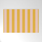 Simple Contemporary Stripe Pattern in Blush Pink and Yellow Orange Welcome Mat Gallery Image 1
