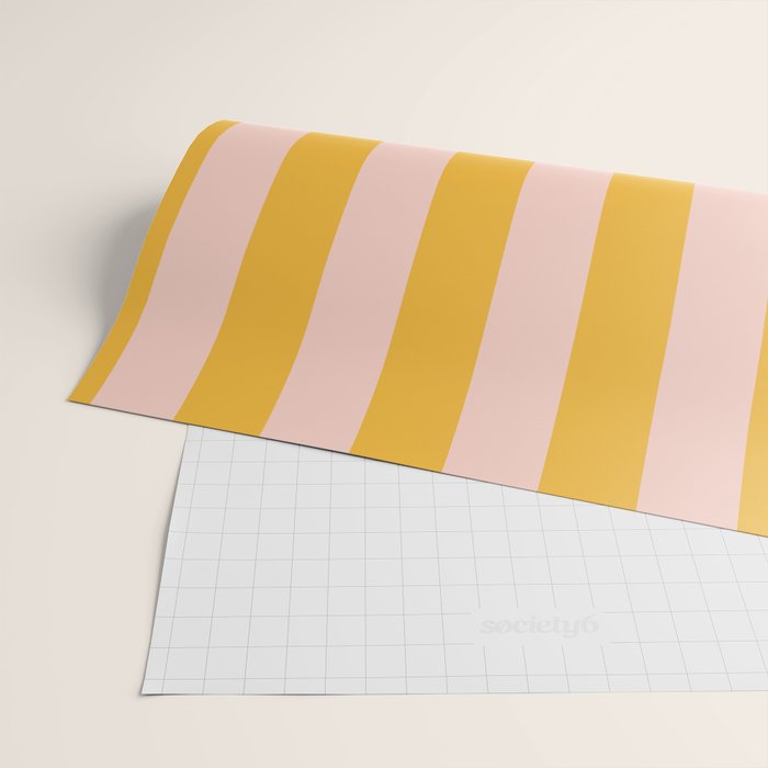 Simple Contemporary Stripe Pattern in Blush Pink and Yellow Orange Wrapping Paper Gallery Image 2
