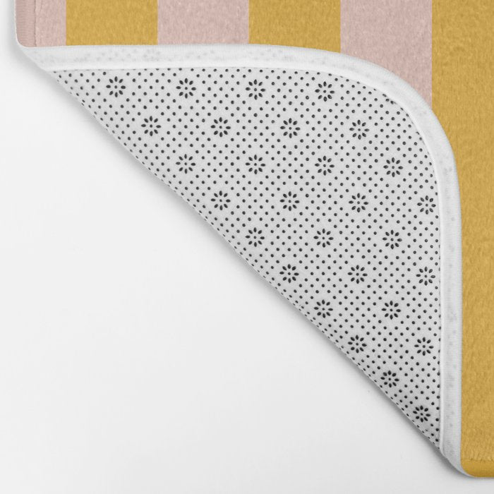 Simple Contemporary Stripe Pattern in Blush Pink and Yellow Orange Bath Mat Gallery Image 2