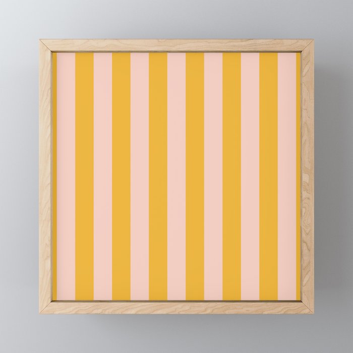 Simple Contemporary Stripe Pattern in Blush Pink and Yellow Orange Mini Art Print Gallery Image 1