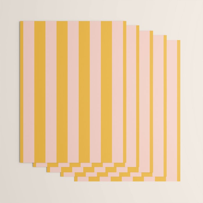 Simple Contemporary Stripe Pattern in Blush Pink and Yellow Orange Wrapping Paper Gallery Image 3