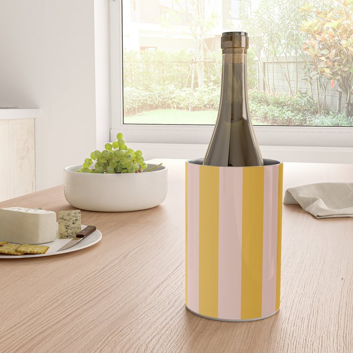 Simple Contemporary Stripe Pattern in Blush Pink and Yellow Orange Wine Chiller Gallery Image 4