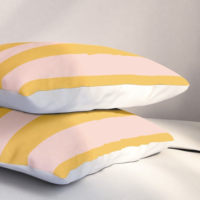 Simple Contemporary Stripe Pattern in Blush Pink and Yellow Orange Pillow Sham Gallery Image 3