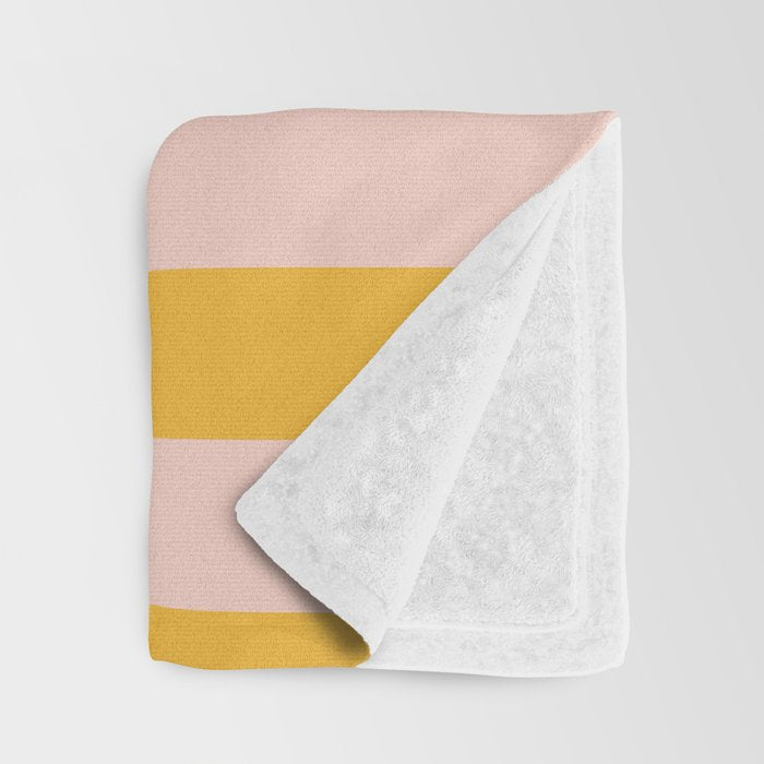 Simple Contemporary Stripe Pattern in Blush Pink and Yellow Orange Throw Blanket Gallery Image 3