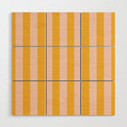 Simple Contemporary Stripe Pattern in Blush Pink and Yellow Orange Wood Wall Art Gallery Image 1