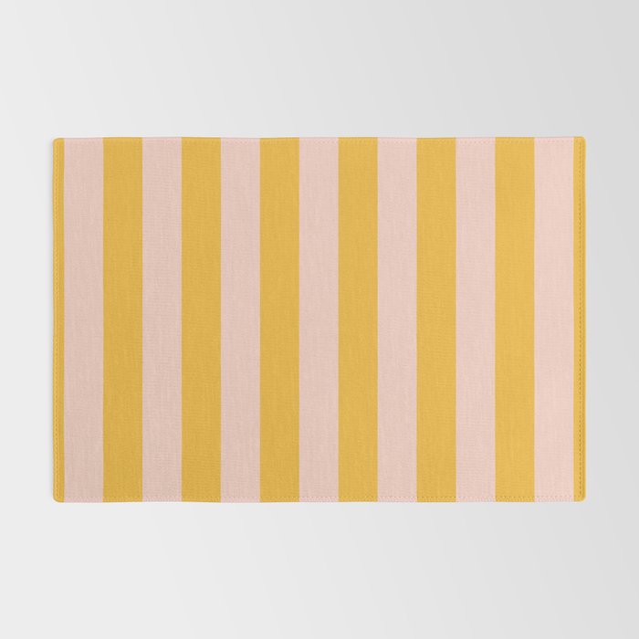 Simple Contemporary Stripe Pattern in Blush Pink and Yellow Orange Rug Gallery Image 2