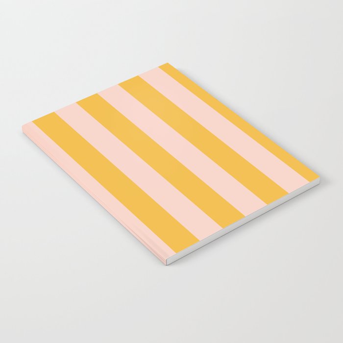 Simple Contemporary Stripe Pattern in Blush Pink and Yellow Orange Notebook Gallery Image 1