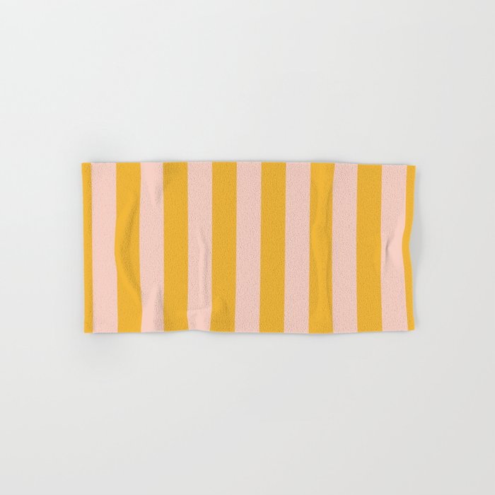 Simple Contemporary Stripe Pattern in Blush Pink and Yellow Orange Bath Towel Gallery Image 1