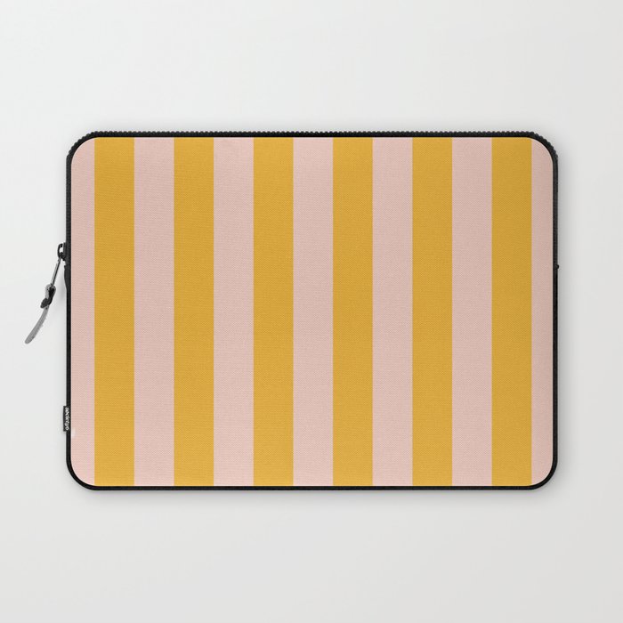 Simple Contemporary Stripe Pattern in Blush Pink and Yellow Orange Laptop Sleeve Gallery Image 1