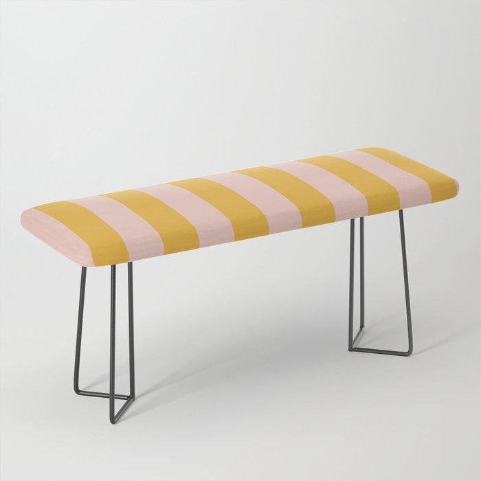 Simple Contemporary Stripe Pattern in Blush Pink and Yellow Orange Bench Gallery Image 1