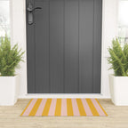 Simple Contemporary Stripe Pattern in Blush Pink and Yellow Orange Welcome Mat Gallery Image 3