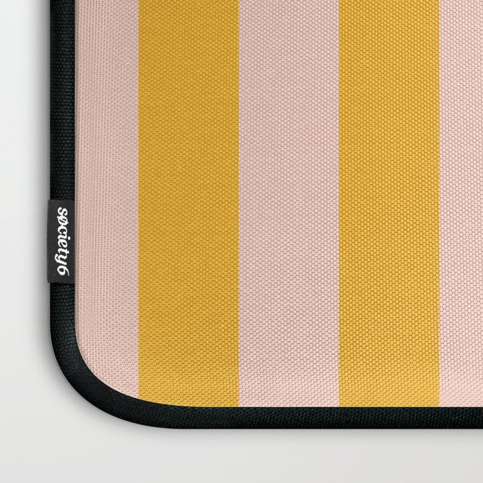 Simple Contemporary Stripe Pattern in Blush Pink and Yellow Orange Laptop Sleeve Gallery Image 3