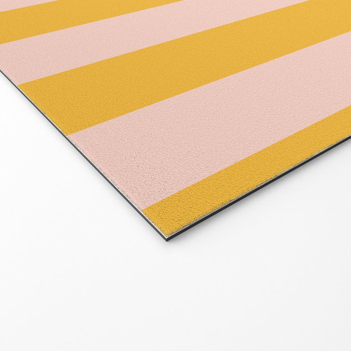 Simple Contemporary Stripe Pattern in Blush Pink and Yellow Orange Welcome Mat Gallery Image 2