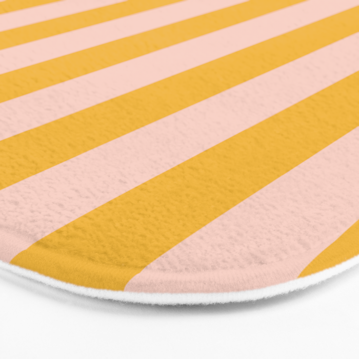 Simple Contemporary Stripe Pattern in Blush Pink and Yellow Orange Bath Mat Gallery Image 3