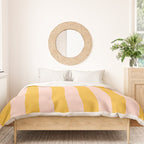 Simple Contemporary Stripe Pattern in Blush Pink and Yellow Orange Duvet Cover Gallery Image 3