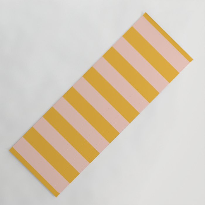 Simple Contemporary Stripe Pattern in Blush Pink and Yellow Orange Yoga Mat Gallery Image 1