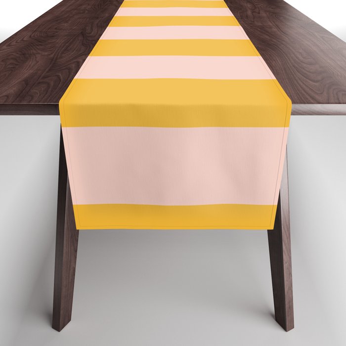 Simple Contemporary Stripe Pattern in Blush Pink and Yellow Orange Table Runner Gallery Image 1