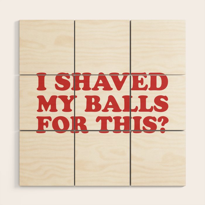I Shaved My Balls For This, Funny Humor Offensive Quote Wood Wall Art Gallery Image 1