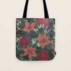 Wild Flowers Winter Bouquet (Enchanting Hidden Monsters in Dark Floral) Tote Bag Gallery Image 1
