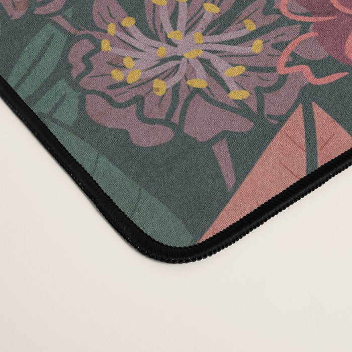 Wild Flowers Winter Bouquet (Enchanting Hidden Monsters in Dark Floral) Desk Mat Gallery Image 4