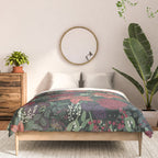 Wild Flowers Winter Bouquet (Enchanting Hidden Monsters in Dark Floral) Comforter Gallery Image 3