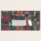 Wild Flowers Winter Bouquet (Enchanting Hidden Monsters in Dark Floral) Desk Mat Gallery Image 1