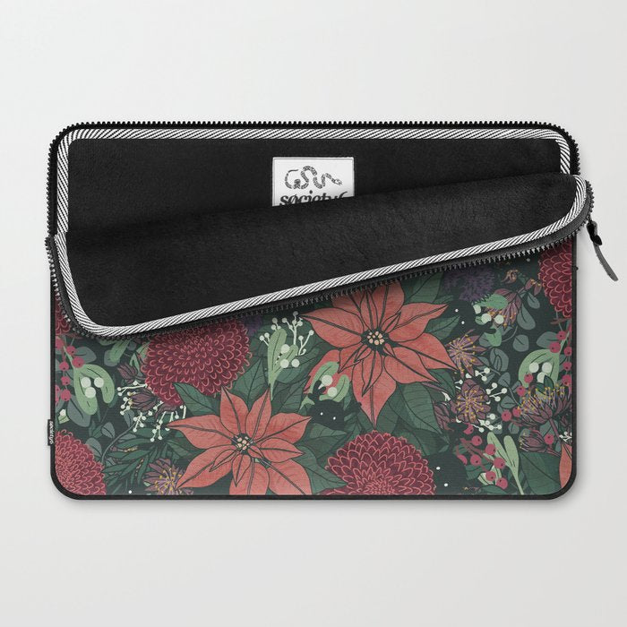 Wild Flowers Winter Bouquet (Enchanting Hidden Monsters in Dark Floral) Laptop Sleeve Gallery Image 2