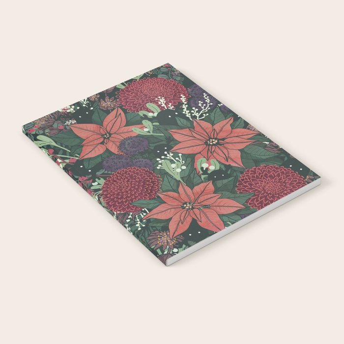 Wild Flowers Winter Bouquet (Enchanting Hidden Monsters in Dark Floral) Notebook Gallery Image 2