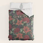 Wild Flowers Winter Bouquet (Enchanting Hidden Monsters in Dark Floral) Comforter Gallery Image 6