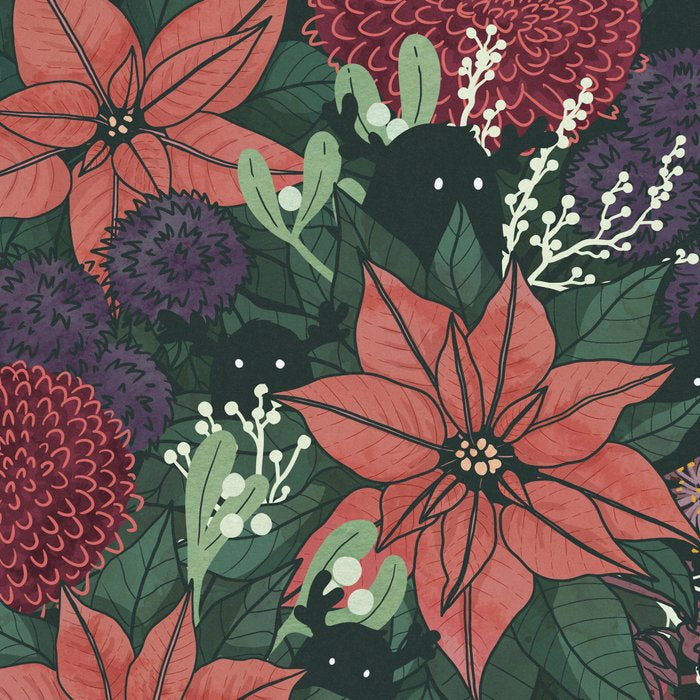 Wild Flowers Winter Bouquet (Enchanting Hidden Monsters in Dark Floral) Coffee Mug Gallery Image 2