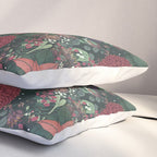Wild Flowers Winter Bouquet (Enchanting Hidden Monsters in Dark Floral) Pillow Sham Gallery Image 3