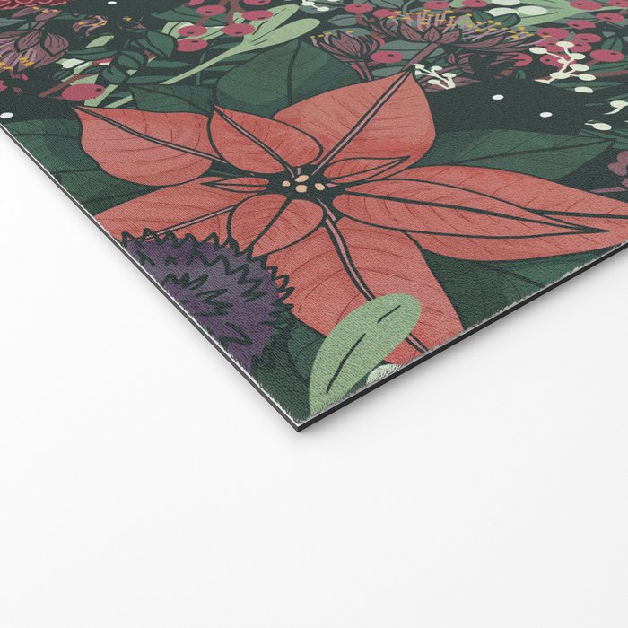 Wild Flowers Winter Bouquet (Enchanting Hidden Monsters in Dark Floral) Welcome Mat Gallery Image 2