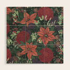 Wild Flowers Winter Bouquet (Enchanting Hidden Monsters in Dark Floral) Wood Wall Art Gallery Image 1