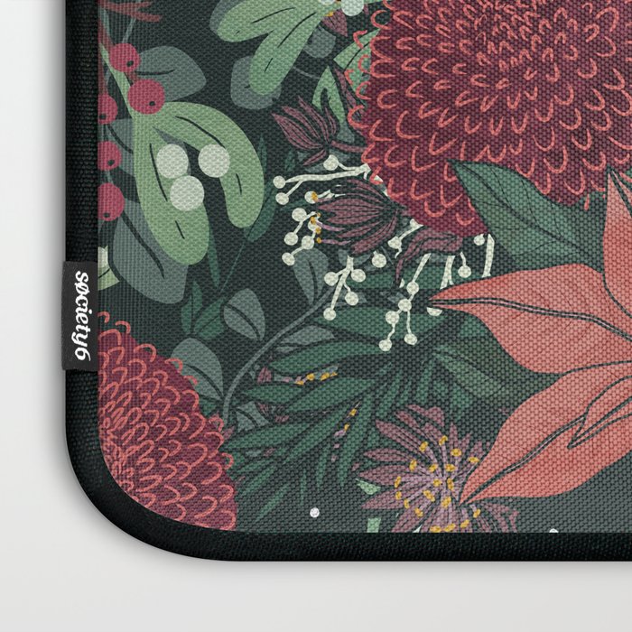 Wild Flowers Winter Bouquet (Enchanting Hidden Monsters in Dark Floral) Laptop Sleeve Gallery Image 3