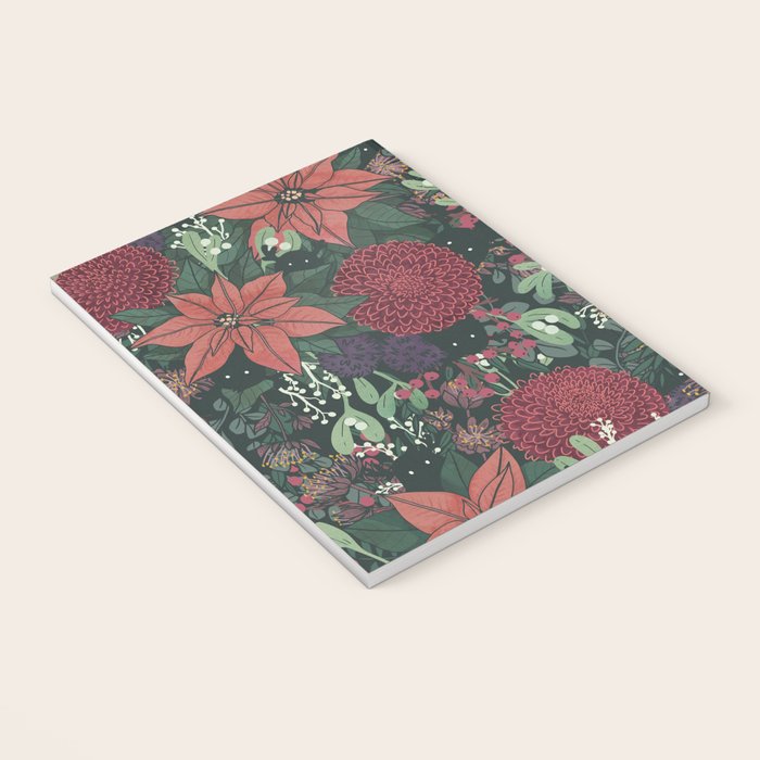 Wild Flowers Winter Bouquet (Enchanting Hidden Monsters in Dark Floral) Notebook Gallery Image 3