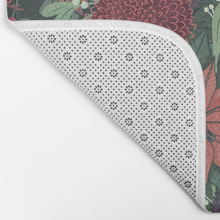 Wild Flowers Winter Bouquet (Enchanting Hidden Monsters in Dark Floral) Bath Mat Gallery Image 2