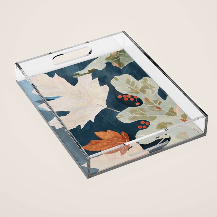 Abstract Art Autumn Leaves Acrylic Tray Gallery Image 1