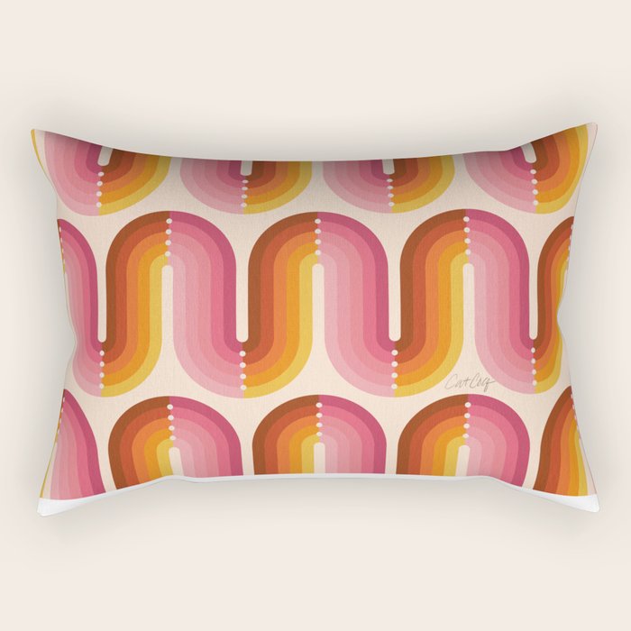 Retro Squiggle - Tropical Sunset Rectangular Pillow Gallery Image 1