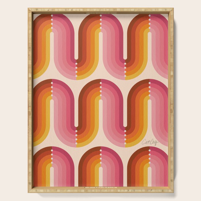 Retro Squiggle - Tropical Sunset Serving Tray Gallery Image 1