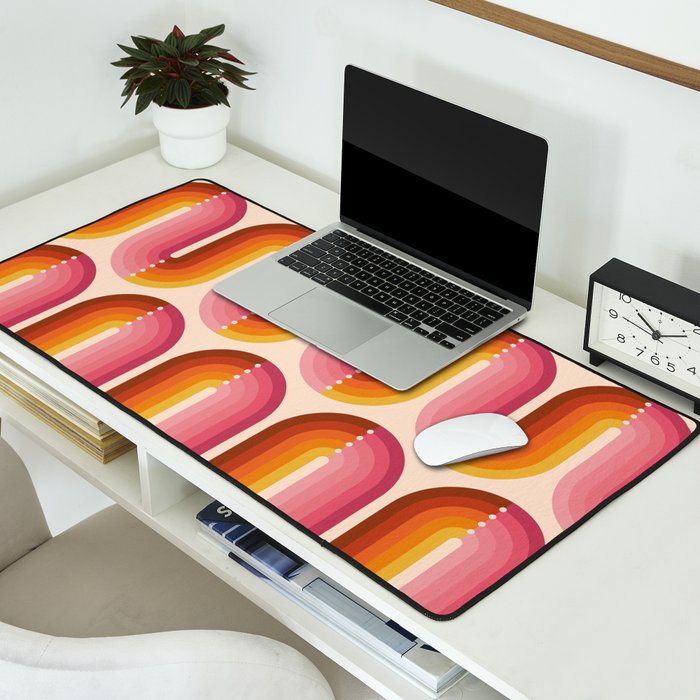 Retro Squiggle - Tropical Sunset Desk Mat Gallery Image 2