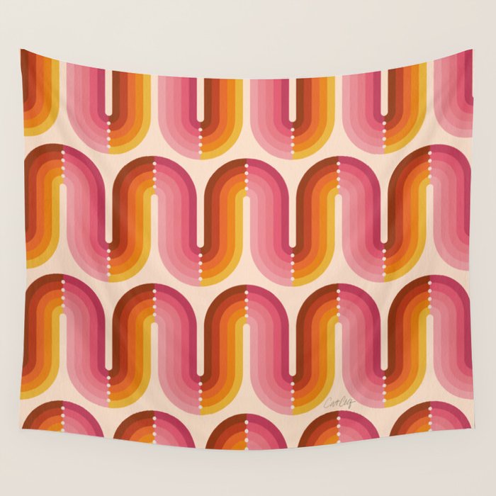Retro Squiggle - Tropical Sunset Wall Tapestry Gallery Image 4