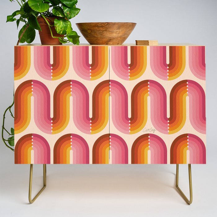 Retro Squiggle - Tropical Sunset Credenza Gallery Image 1