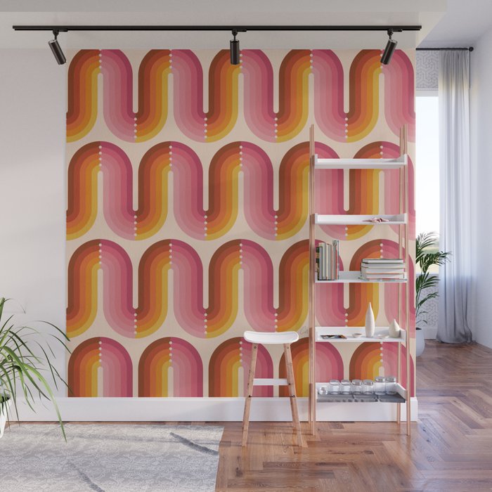 Retro Squiggle - Tropical Sunset Wall Mural Gallery Image 1