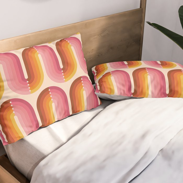 Retro Squiggle - Tropical Sunset Pillow Sham Gallery Image 2